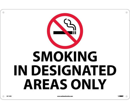 Smoking In Designated Areas Only - Graphic - 14X20 - Rigid Plastic - M115RC