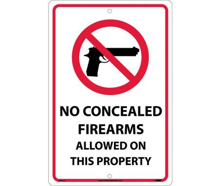 No Concealed Firearms Allowed On This Property - 18X12 - .040 Alum - M451G