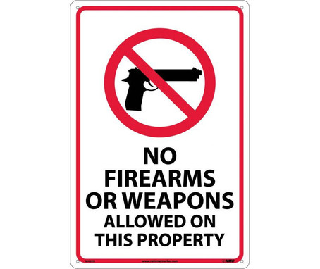 No Firearms Or Weapons Allowed On This Property - 18X12 - .040 Alum - M452G