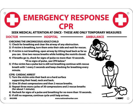 Cpr Emergency Response - 10X14 - Rigid Plastic - M459RB