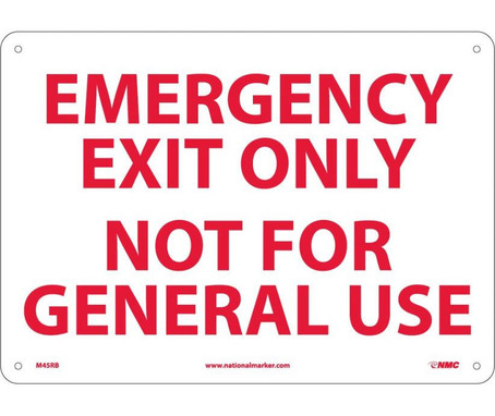 Emergency Exit Only Not For General Use - 10X14 - Rigid Plastic - M45RB
