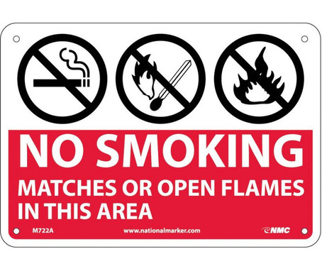 No Smoking Matches Or Open Flames In This Area - Graphics - 7X10 - .040 Alum - M722A