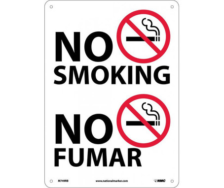 No Smoking (Graphic) - Bilingual - 14X10 - Rigid Plastic - M749RB