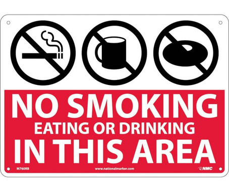 No Smoking Eating Or Drinking In This Area (Graphics) - 10X14 - Rigid Plastic - M760RB