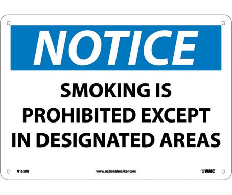 Notice: Smoking Is Prohibited Except In Designated Areas - 10X14 - Rigid Plastic - N155RB