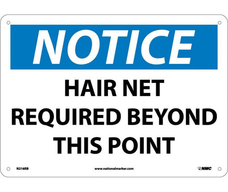 Notice: Hair Net Required Beyond This Point - 10X14 - Rigid Plastic - N216RB