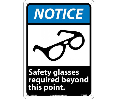Notice: Safety Glasses Required Beyond This Point - 14X10 - Rigid Plastic - NGA22RB
