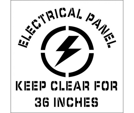 Stencil - Electrical Panel Keep Clear For 36 Inches - Graphic 24X24 - .060 Plastic - PMS226