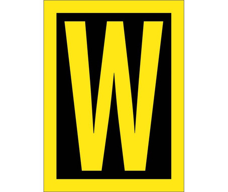 Letter - W - 1.5 Reflective Yellow Black - PS Vinyl - RL15W