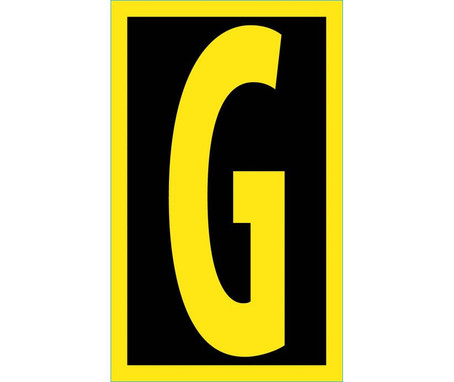 Letter - G - 2.5 Reflective Yellow Black - PS Vinyl - RL25G