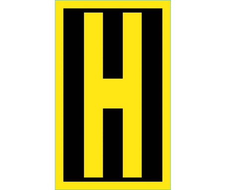 Letter - H - 2.5 Reflective Yellow Black - PS Vinyl - RL25H