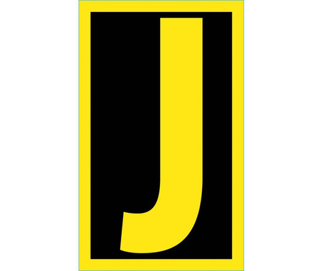 Letter - J - 2.5 Reflective Yellow Black - PS Vinyl - RL25J