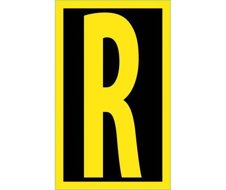 Letter - R - 2.5 Reflective Yellow Black - PS Vinyl - RL25R