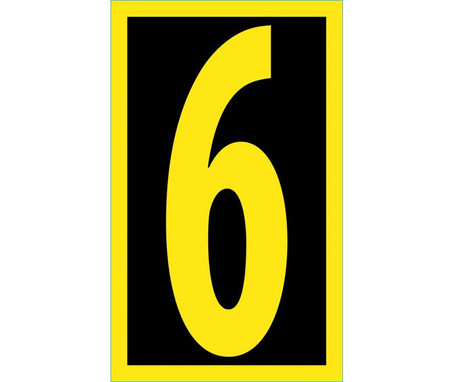 Number - 6 - 2.5 Reflective Yellow Black - PS Vinyl - RN256