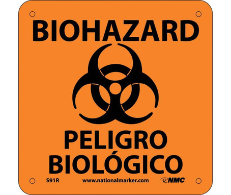 Biohazard Peligro Biologico (Bilingual) (W/ Graphic) - 7X7 - Rigid Plastic - S91R