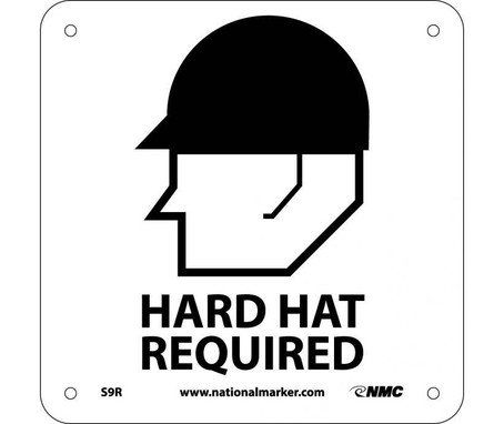 Hard Hat Required (W/ Graphic) - 7X7 - Rigid Plastic - S9R