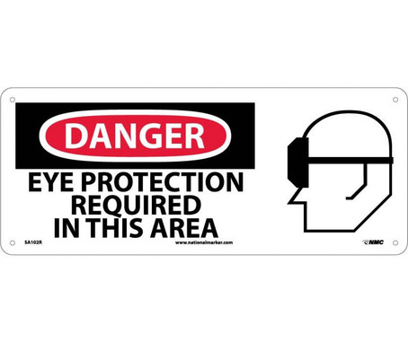 Danger: Eye Protection Required In This Area (W/Graphic) - 7X17 - Rigid Plastic - SA102R