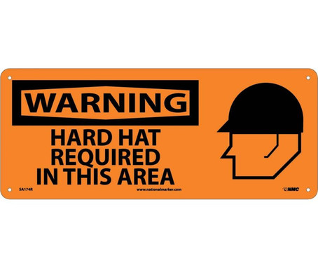 Warning: Hard Hat Required In This Area (W/Graphic) - 7X17 - Rigid Plastic - SA174R