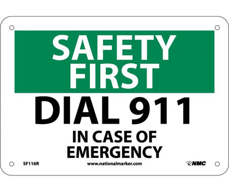 Safety First - Dial 911 - 7X10 - Rigid Plastic - SF116R