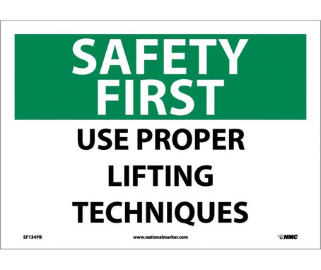 Safety First - Use Proper Lifting Techniques - 10X14 - PS Vinyl - SF134PB