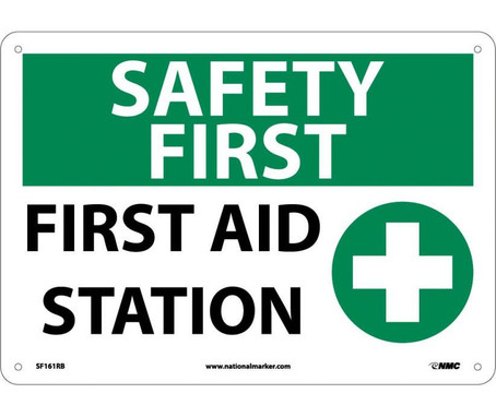 Safety First - First Aid Station - Graphic - 10X14 - Rigid Plastic - SF161RB
