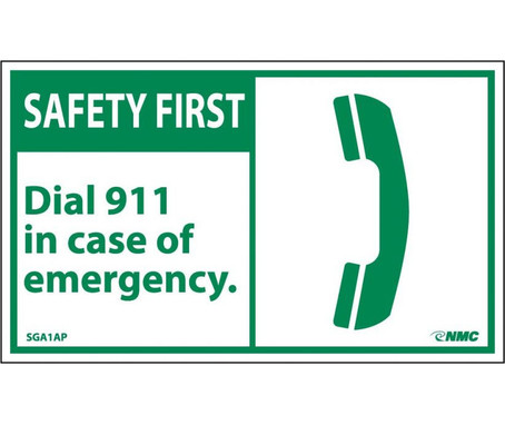 Safety First - Dial 911 In Case Of Emergency (Graphic) - 3X5 - PS Vinyl - Pack of 5 - SGA1AP