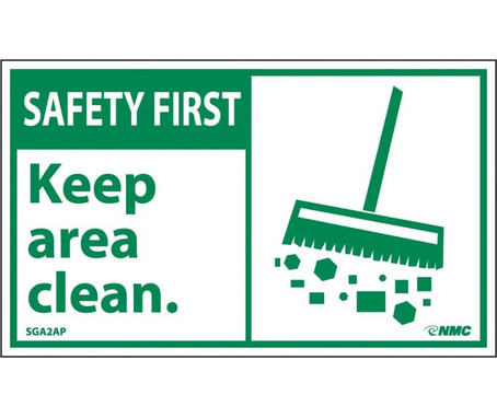 Safety First - Keep Area Clean (Graphic) - 3X5 - PS Vinyl - Pack of 5 - SGA2AP