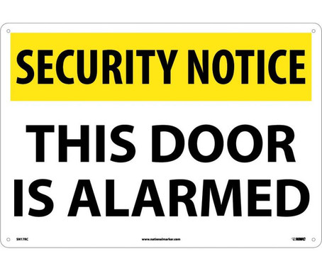 Security Notice: This Door Is Alarmed - 14X20 - Rigid Plastic - SN17RC