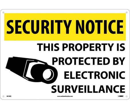 Security Notice: This Property Is Protected By Electronic Surveillance - 14X20 - Rigid Plastic - SN18RC