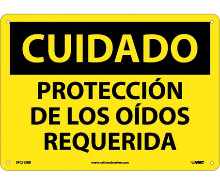 Cuidado - Proteccion De Los Oidos Requerida - 10X14 - Rigid Plastic - SPC513RB