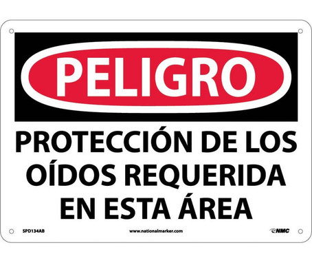 Peligro - Proteccion De Los Oidos Requerida En Esta Area - 10X14 - .040 Alum - SPD134AB