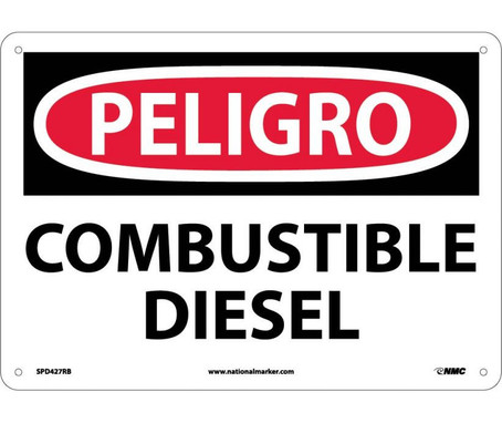 Peligro - Combustible Diesel - 10X14 - Rigid Plastic - SPD427RB