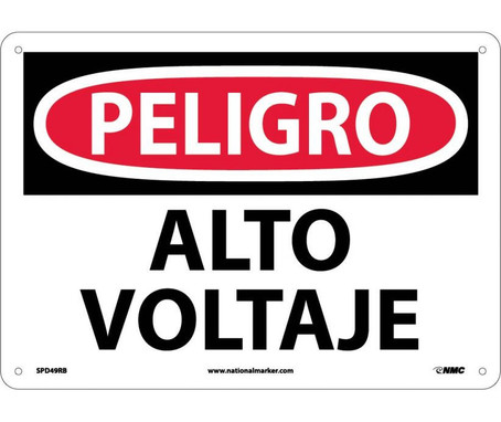 Peligro - Alto Voltaje - 10X14 - Rigid Plastic - SPD49RB