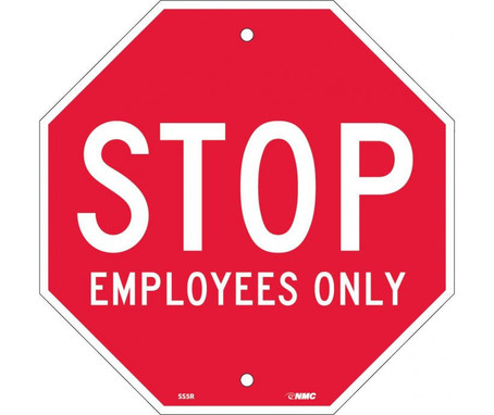 Stop Employees Only - Octagon - 12X12 - Rigid Plastic - SS5R