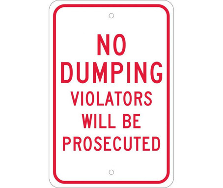 No Dumping Violators Will Be Prosecuted - 18X12 - .080 Egp Ref Alum - TM140J