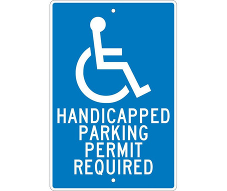 Handicapped Parking Permit Required - 18X12 - .063 Alum - TM84H