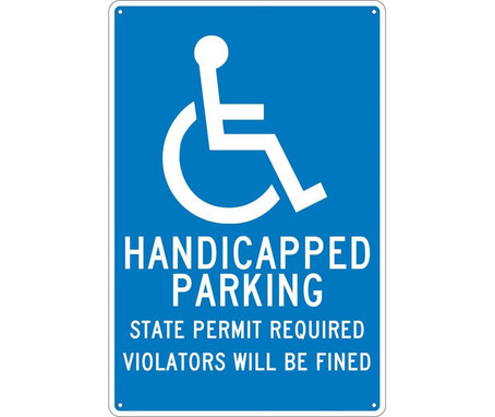 Handicapped Parking State Permit Required.. - 18X12 - .040 Alum - TM90G