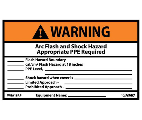 Warning: Arc Flash And Shock Hazard.. - 3X5 - PS Vinyl - Pack of 5 - WGA18AP