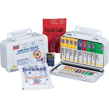 10-Unit Unitized Weatherproof First Aid Kit, 7 1/2"L x 4 1/2"H x 2 3/8"W, Metal, 1/Each - 240AN