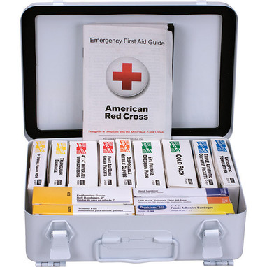 25-Person, 16-Unit ANSI A Unitized Weatherproof First Aid Kit, Metal, 1/Each - 90568