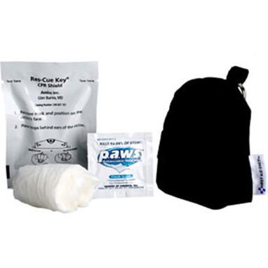 Mini CPR Backpack w/ Latex-Free Face Shield, 4 Exam Gloves, Antimicrobial Wipe, Keychain, & Belt Loop, 1/Each - M5107