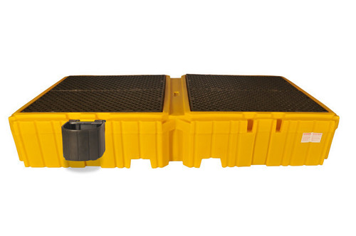 UltraTech Twin IBC Spill Pallet With 1 right side bucket shelf - With Drain. - 1145