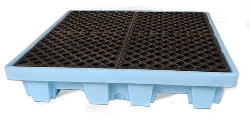 UltraTech Spill Pallet P4 Fluorinated - Light Blue - Nestable Model - With Drain - 1232