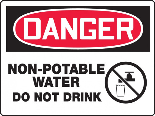 OSHA Danger Contractor Preferred Safety Sign: Non-Potable Water Do Not Drink 7" x 10" Aluminum SA 1/Each - ECAW037CA