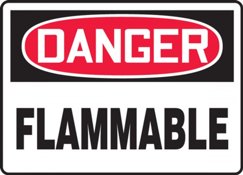 Contractor Preferred OSHA Danger Safety Sign: Flammable 10" x 14" Adhesive Vinyl (3.5 mil) 1/Each - ECHL231CS