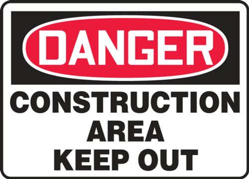 Contractor Preferred OSHA Danger Safety Sign: Construction Area - Keep Out 18" x 24" Adhesive Vinyl (3.5 mil) 1/Each - ECRT012CS