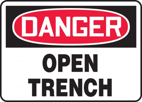 Contractor Preferred OSHA Danger Safety Sign: Open Trench 7" x 10" Plastic (.040") 1/Each - ECRT031CP