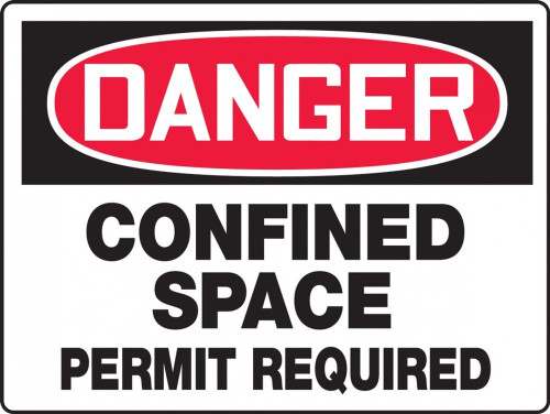 Contractor Preferred OSHA Danger Safety Sign: Confined Space - Permit Required 7" x 10" Plastic (.040") 1/Each - ECSP084CP