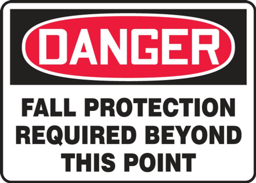 Contractor Preferred OSHA Danger Safety Sign: Fall Protection Required Beyond This Point 14" x 20" Adhesive Vinyl (3.5 mil) 1/Each - EFPR101CS