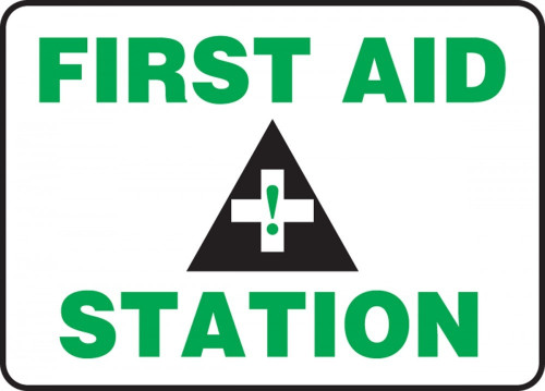 Contractor Preferred Safety Sign: First Aid Station 7" x 10" Plastic (.040") 1/Each - EFSD959CP